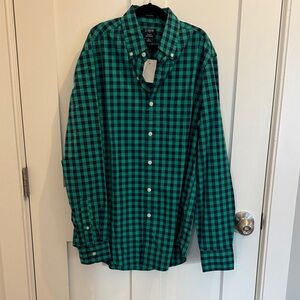 J. Crew Men's Teal and Black Plaid Shirt
